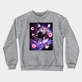 Panda Riding Unicorn Dinosaur in the Sweet Universe Crewneck Sweatshirt